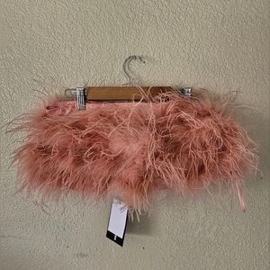 FASHION NOVA FEATHER CROP TOP IN BLUSH BRAND NEW NEVER WORN